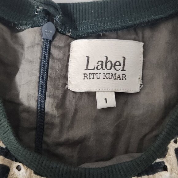 Label Ritu Kumar A-line Midi Dress Women's Size 1 Green - Picture 8 of 8